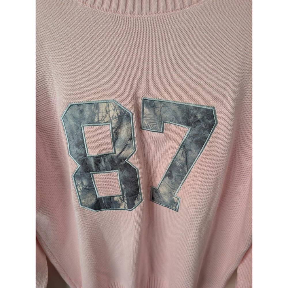 FADEDROSE Sweater Womens S Pink Knit Crewneck Long Sleeve 87 Graphic Pullover - Picture 3 of 6